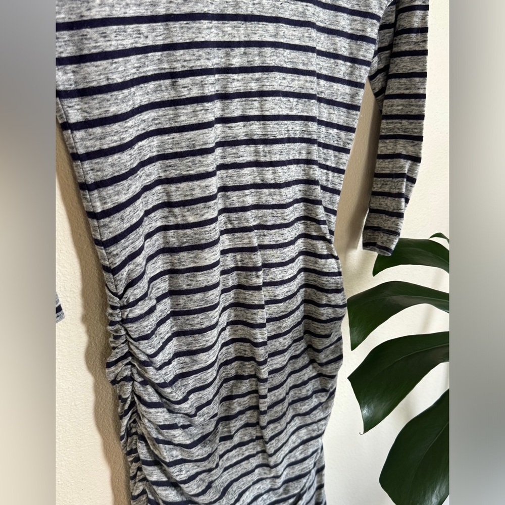 James Perse Ruched Bodycon Dress Size 1 / S Striped Grey Navy EUC - Picture 5 of 11